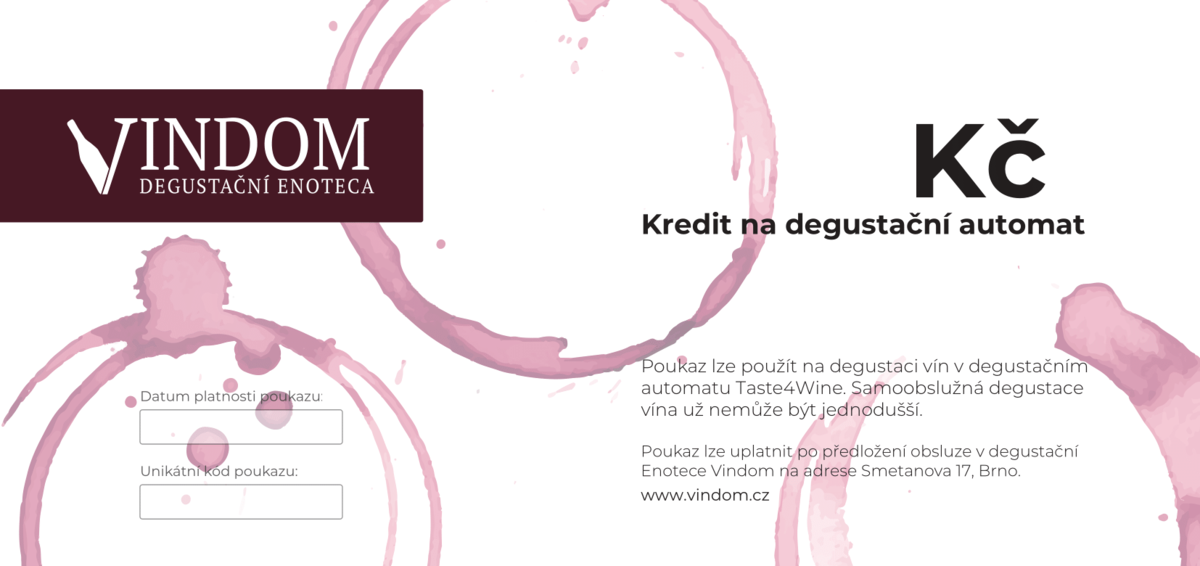 Kredit na degustační automat a ochutnávka moravských a zahraničních vín